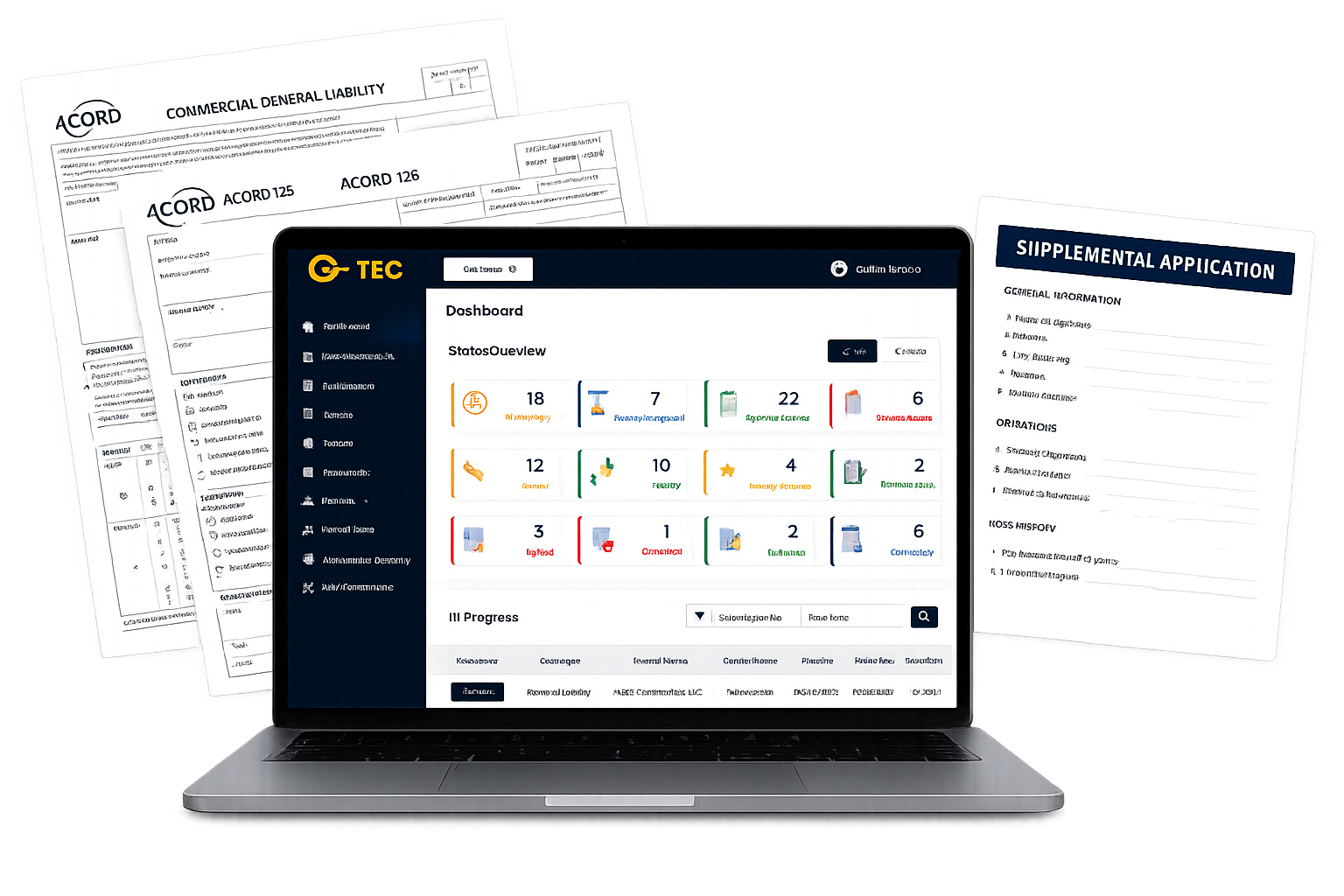 G-Tec online rating platform from Greenwood General showing instant commercial insurance quoting